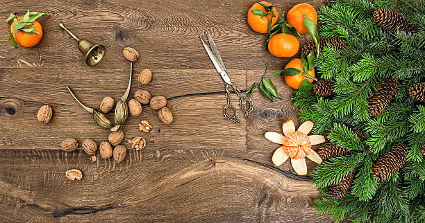 istock orange mandarins, walnuts and antique accessories 491167468
