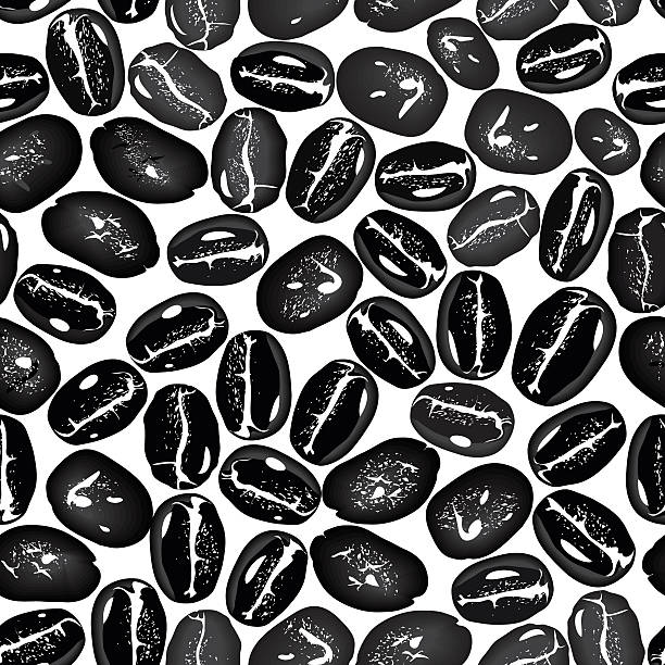 kawa wektor bez szwu fasola tło. - coffee aromatherapy black black coffee stock illustrations