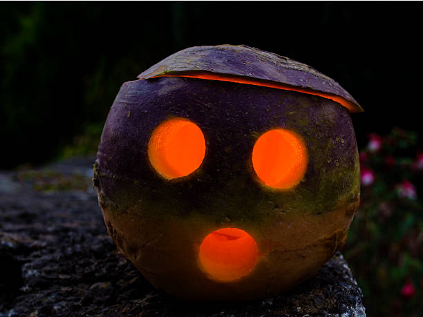 Hallowe'en Jack O' Lantern Turnip Hallowe'en Jack O' Lantern Turnip turnip stock pictures, royalty-free photos & images