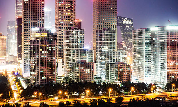 istock Night on Beijing Central Business district buildings skyline 491183260