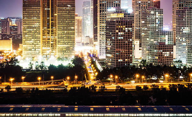 istock Night on Beijing Central Business district buildings skyline 491183328