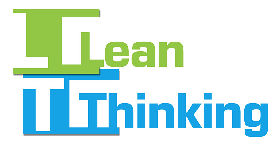 Lean thinking text over abstract colorful background.