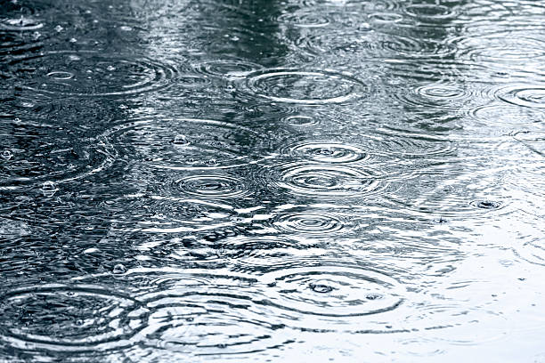 rain drops background sidewalk with rain drops and ripples in puddles raindrop stock pictures, royalty-free photos & images