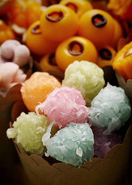 istock Thai sweets Khanom Thai, have unique, colorful appearance distinct flavors. 491202310