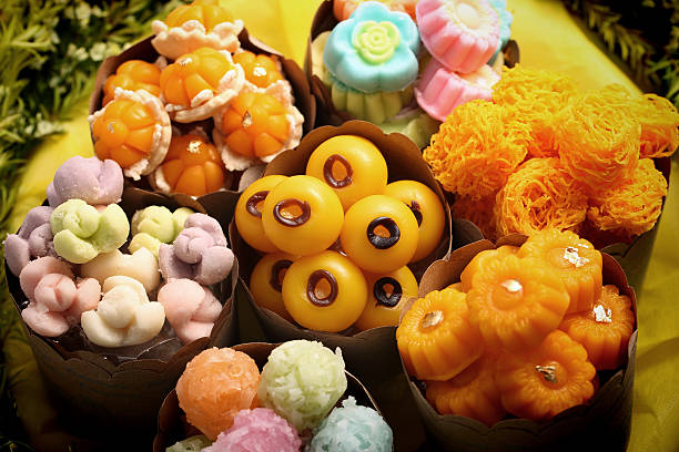 istock Thai sweets Khanom Thai, have unique, colorful appearance distinct flavors. 491202438