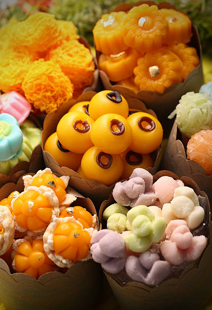 istock Thai sweets Khanom Thai, have unique, colorful appearance distinct flavors. 491202664