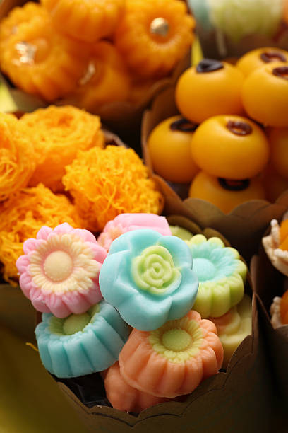 istock Thai sweets Khanom Thai, have unique, colorful appearance distinct flavors. 491202810