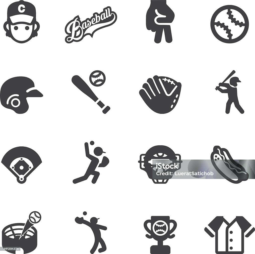 Béisbol Silueta de iconos/EPS10 - arte vectorial de Pelota de béisbol libre de derechos