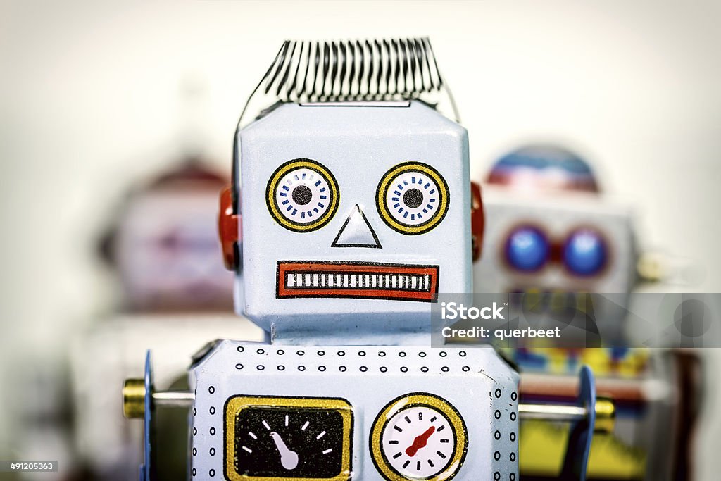 Drei Retro Tin Roboter - Lizenzfrei 1960-1969 Stock-Foto