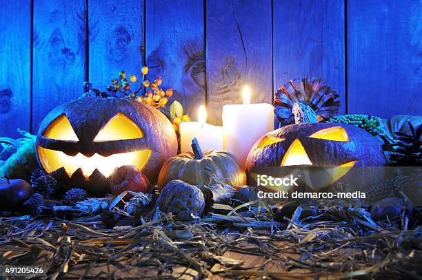 Halloween Pumpkins Foto de stock y más banco de imágenes de 2015 - 2015, Anochecer, Aterrorizado