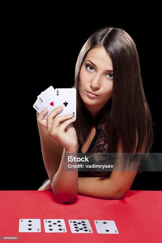 young woman playing in the gambling young woman playing in the gambling in casino Ace Stock Photo