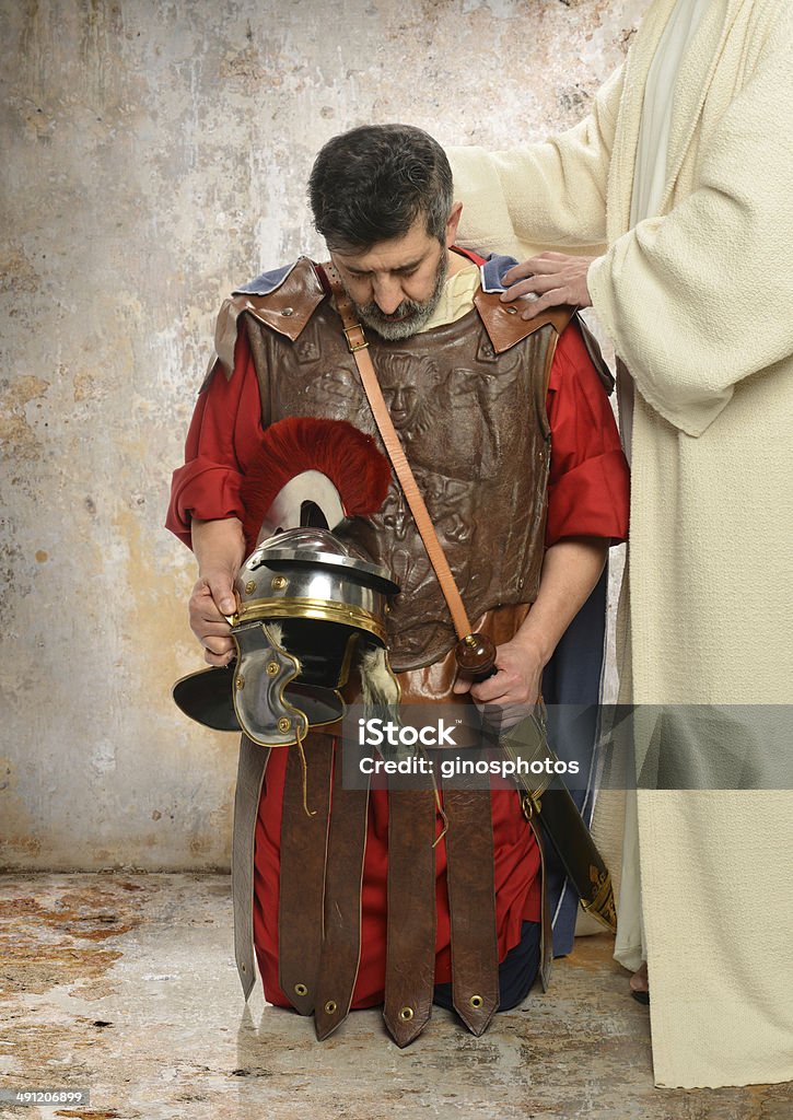 Jesus and Roman Centurion Jesus laying hands on Roman Centurion Roman Centurion Stock Photo