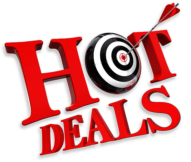 hot deals red logo stock photo
