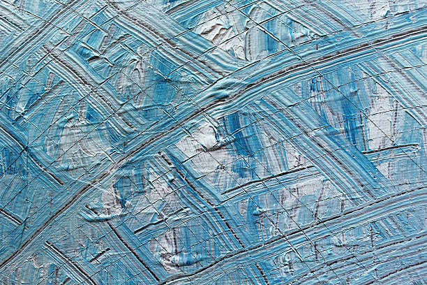 detalle de un azul y blanco acrílicos pintura. - oil painting striped fine art painting abstract fotografías e imágenes de stock