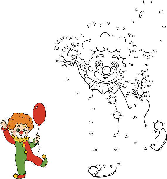illustrations, cliparts, dessins animés et icônes de numéros de jeu pour les enfants: halloween caractères (clown - class clown