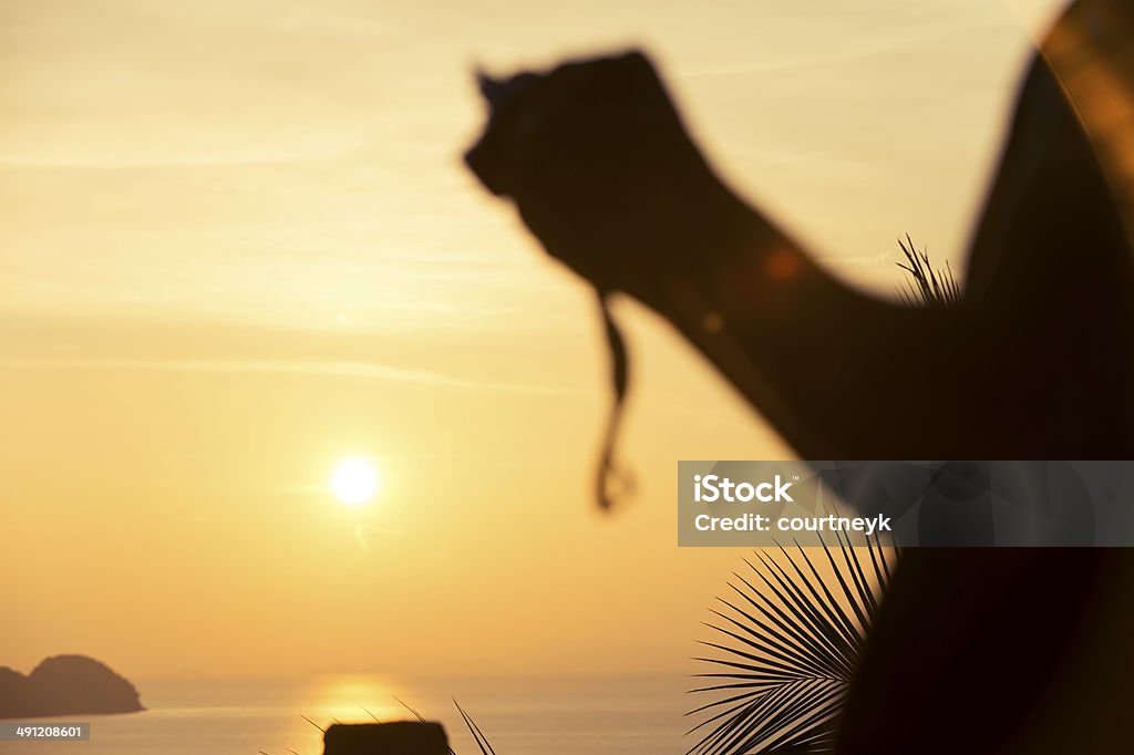 Taking a picture of the sunset with a mobile phone Taking a picture of the sunset with a mobile phone over the ocean Adult Stock Photo