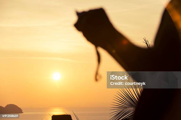 Taking A Picture Of The Sunset With A Mobile Phone Stock Photo - Download Image Now - Adult, Back Lit, Beach