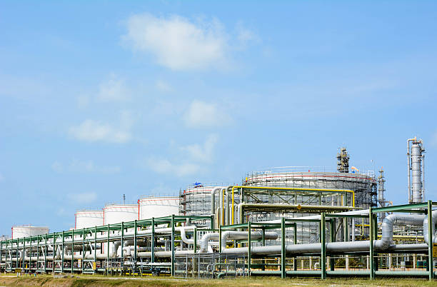istock Petrochemical plant on blue sky 491209889