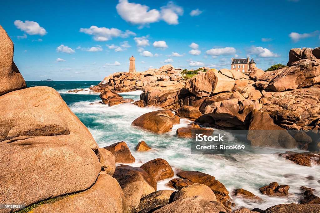 Atlantic ocean coast in Brittany Atlantic ocean coast in Brittany near Ploumanach (France). Cote de Granit Rose Stock Photo