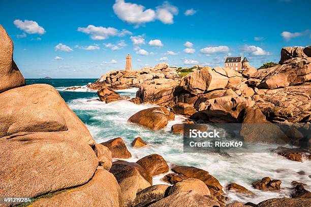 Atlantic Ocean Coast In Brittany Stock Photo - Download Image Now - Cote de Granit Rose, Brittany - France, Ploumanach