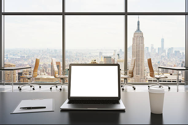 istock workplace in a modern panoramic office in New York 491219322