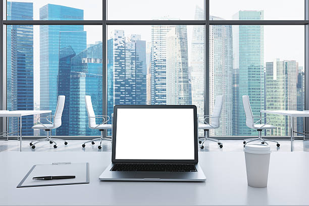 workplace in a modern panoramic office in Singapore