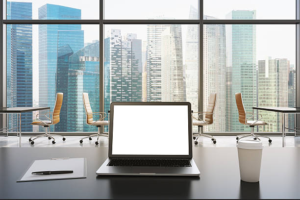 istock workplace in a modern panoramic office in Singapore. 491219404