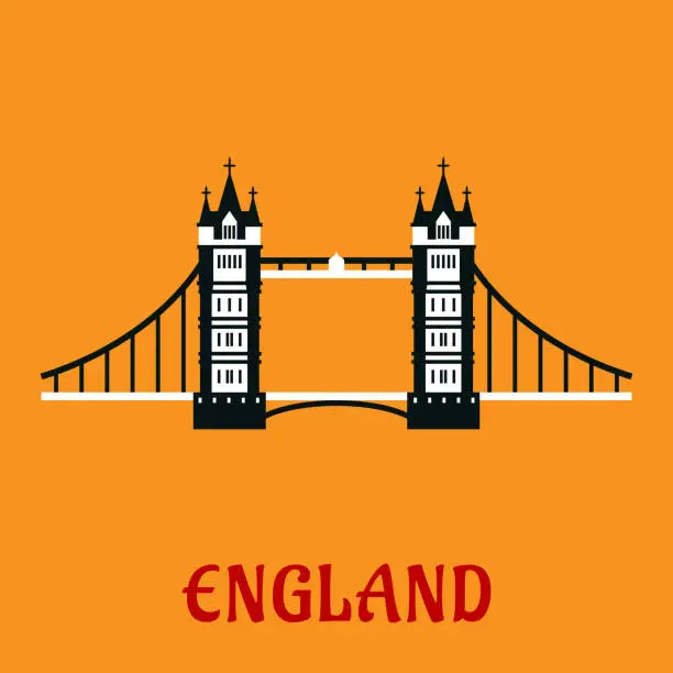 Vector illustration of Flat icon of Tower Bridge in London