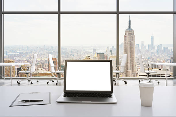 istock workplace in a modern panoramic office in New York 491219820