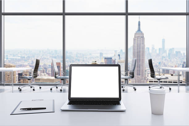 istock workplace in a modern panoramic office in New York 491220096