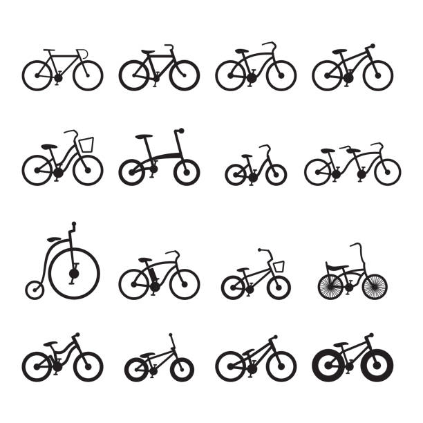 ilustrações, clipart, desenhos animados e ícones de ícones de bicicleta - bmx cycling illustrations