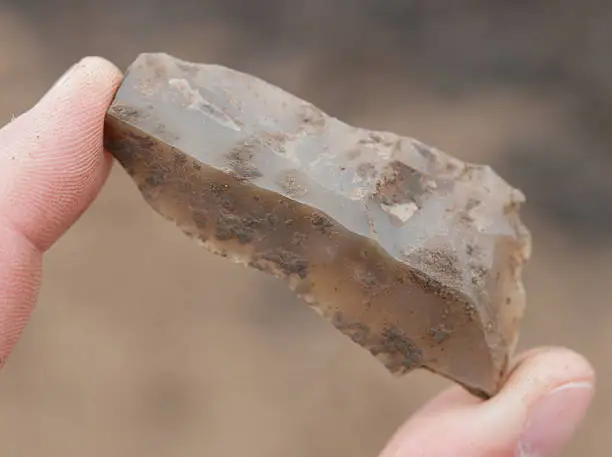 Primitive prehistoric flinstone blade tool from neolith