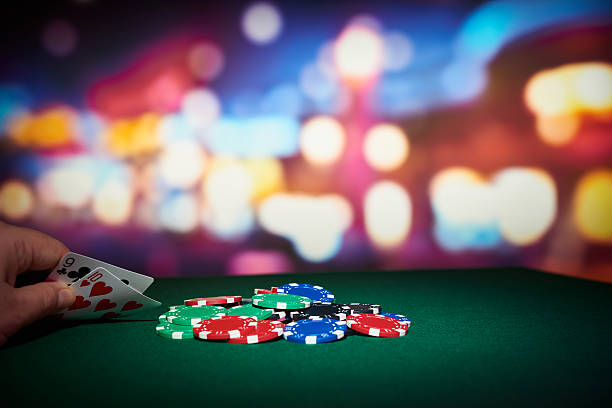 istock Poker chips with pair of cards 491224504