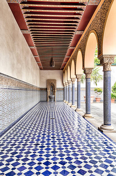 istock superb oriental arcade with blue and white ornaments 491233498