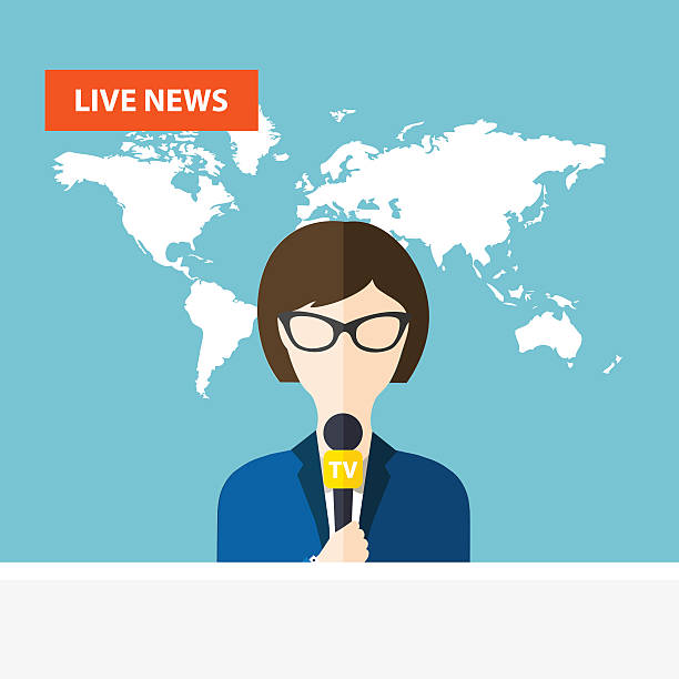 istock Female TV presenters sit at the table. Live news. 491233572
