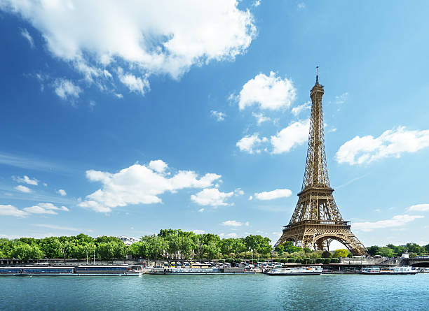 istock Seine in Paris with Eiffel tower in morning time 491234472
