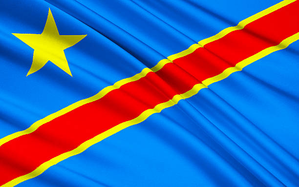 bandiera della repubblica democratica del congo kinshasa - congolese flag foto e immagini stock