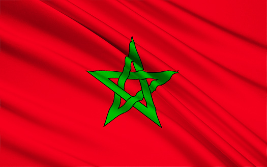 The flag of Morocco - Red has considerable historic significance in Morocco, proclaiming the descent of the royal Alaouite family from the Islamic prophet Muhammad via Fatima, the wife of Ali, the fourth Muslim Caliph.