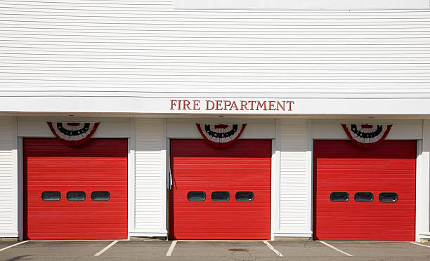 istock Red on white: Fire Department gate and sign 491242444
