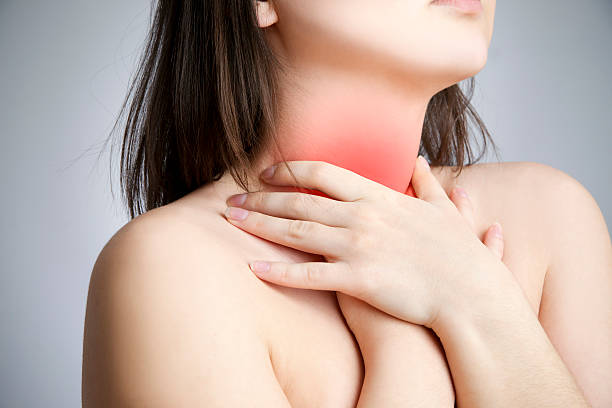 istock Sore throat of a women 491243407