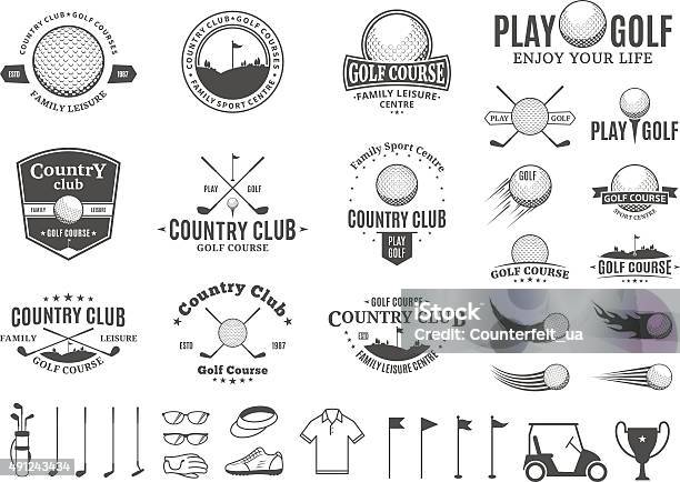 Golf Country Club Labels Icons And Design Elements Stock Illustration - Download Image Now