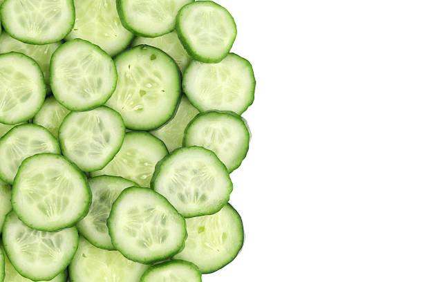 istock Close up fresh green sliced cucumber. 491244471