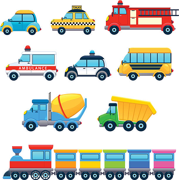 Funny Vehicles Stock Illustration - Download Image Now - Toy Truck, Cement  Truck, Fire Engine - iStock