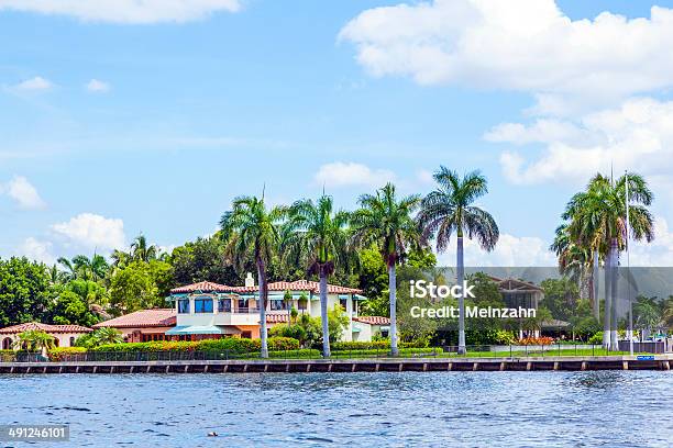 View To Beautiful Houses From The Canal In Fort Lauderdale Stock Photo - Download Image Now