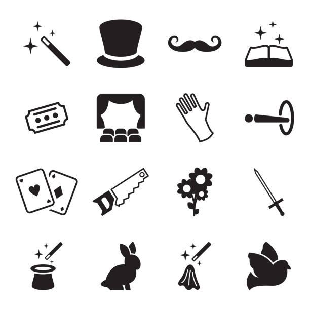 magic ikony - silhouette poker computer icon symbol stock illustrations
