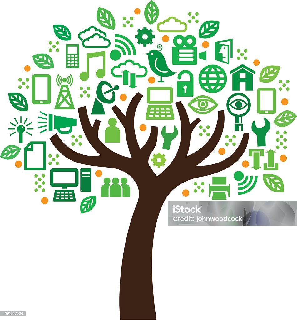 Tiny Technology Tree Illustration Stock Illustration - Download Image ...