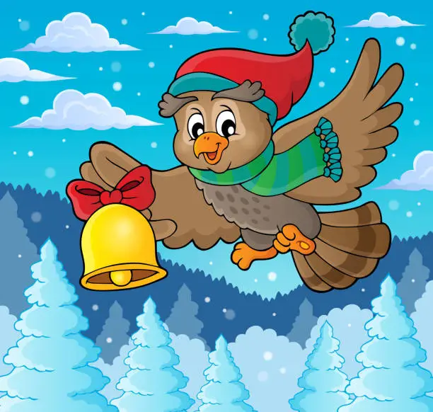 Vector illustration of Christmas owl theme image 3