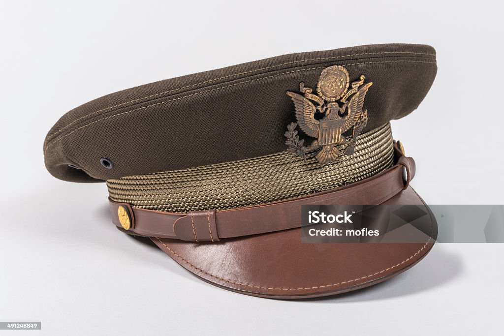 Second WWII Aviator Hat This is an original pilot cap worn by a military in the second world war in the USA aviation team. World War II Stock Photo