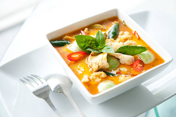 red curry chicken stock photo