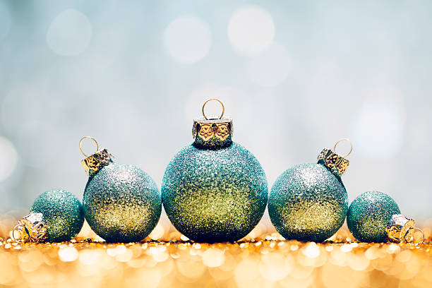istock Glittery Christmas - Lights Bokeh Defocused Decoration Gold turquoise 491260868